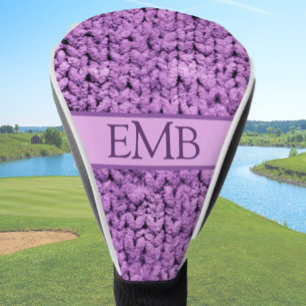 Printed Purple Knit Design Custom Monogram Ladies Golf Head Cover