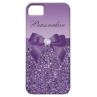 Printed Purple Sequins, Bow & Diamond