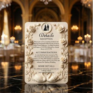 Printed Relief Floral Swans Ornate Cream Enclosure Card