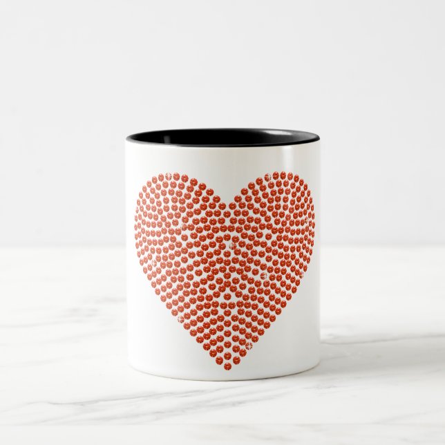 Printed Rhinestone Sparkling Heart Two-Tone Coffee Mug (Center)