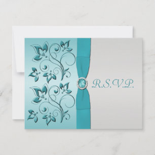 PRINTED RIBBON Aqua, Silver Reply Card