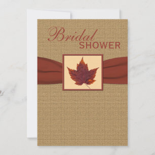 PRINTED RIBBON Autumn Leaf Bridal Shower Invite