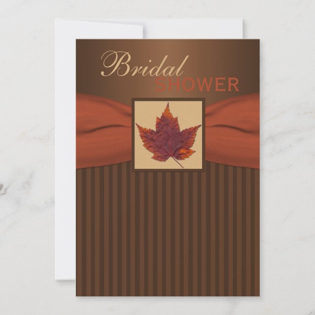 PRINTED RIBBON Autumn Leaf II Bridal Shower Invite (Front)