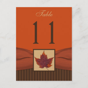 PRINTED RIBBON Autumn Leaf, Stripes Table Number Postcard