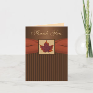 PRINTED RIBBON Autumn Leaf Thank You Note Card