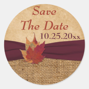PRINTED RIBBON, Autumn Leaves, 1.5" Sticker - Wine