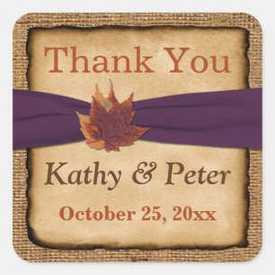 PRINTED RIBBON Autumn Leaves 1.5" Wedding Sticker