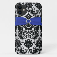 PRINTED RIBBON Black, Blue, Silver Damask iPhone 5