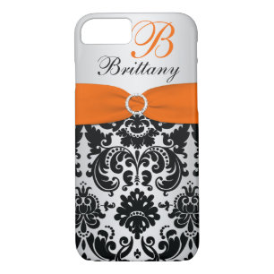 PRINTED RIBBON Black Orange Silver Damask iPhone 7 iPhone 8/7 Case