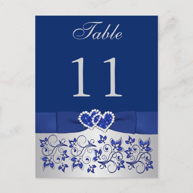PRINTED RIBBON Blue, Silver Table Number Postcard (Front)
