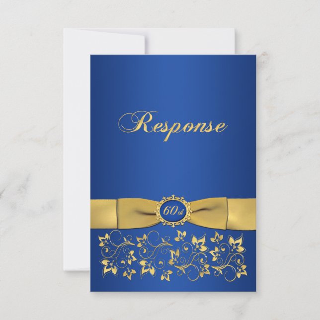 PRINTED RIBBON Fancy Shape 60th Anniversary RSVP Invitation (Front)