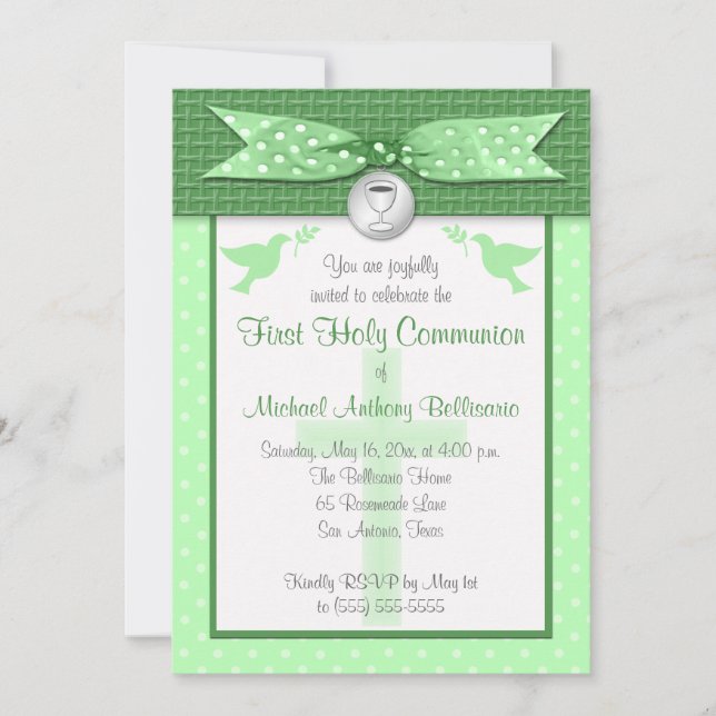 PRINTED RIBBON First Holy Communion Invitation (Front)