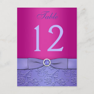 PRINTED RIBBON Fuchsia, Purple Table Number Card