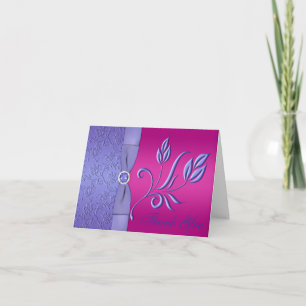PRINTED RIBBON Fuchsia, Purple Thank You Card