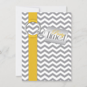 PRINTED RIBBON Gold Grey White 21st Birthday Party Invitation