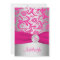 PRINTED RIBBON Pink, Silver Grey Sweet 16 Invite