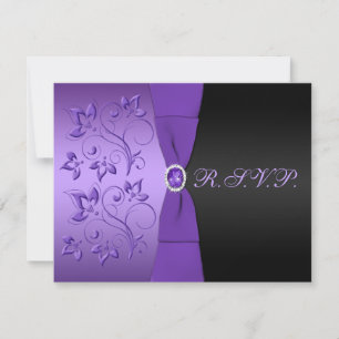 PRINTED RIBBON Purple, Black Floral Reply Card
