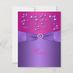 PRINTED RIBBON Purple Fuchsia Floral RSVP Card