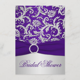 PRINTED RIBBON Purple, Silver Bridal Shower Invite