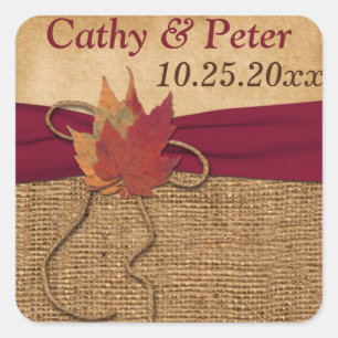 PRINTED RIBBON Red - Autumn Leaves - 1.5" Sticker