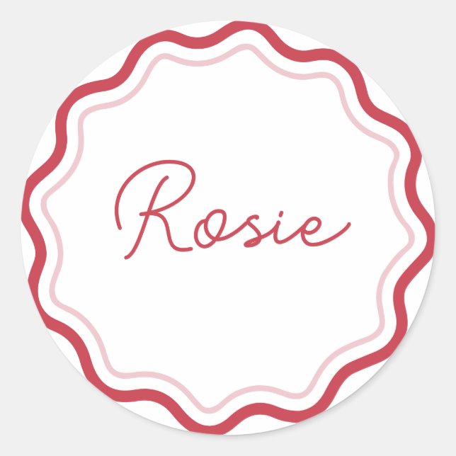 Printed Round Stickers Personalised Curvy Waves (Front)