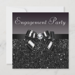 Printed Sequins, Bow & Diamond Engagement Party Invitation