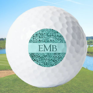 Printed Teal Knit Design Custom Monogram Ladies Golf Balls