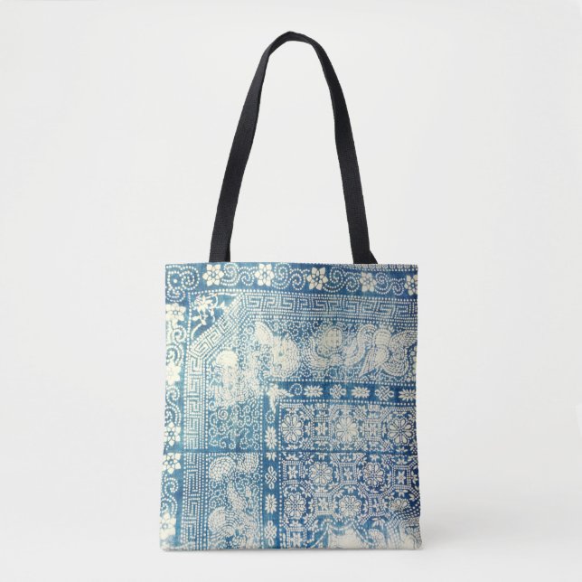 Printed Vintage Batik Indigo Tote Bag (Front)