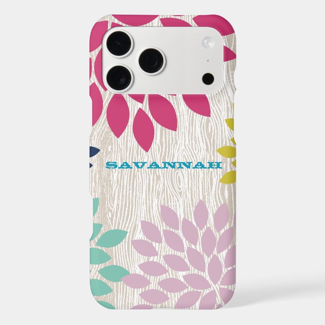 Printed Wood StarBurst Flower Personalized iPhone (Back)