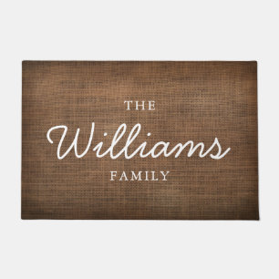 Printed Woven Texture Family Name Welcome Doormat