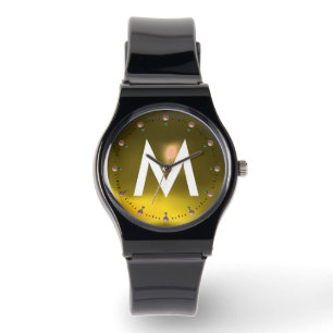 PRINTED YELLOW TOPAZ GEMSTONE MONOGRAM WATCH