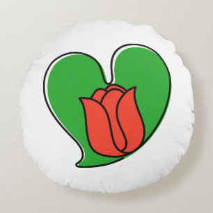 Printemps dans l'amour - Coussin rond des tulipes
