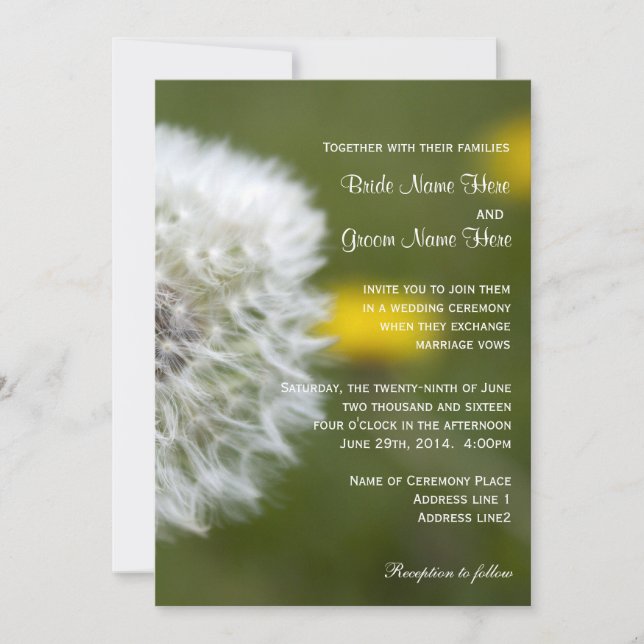 Printemps floral, été, invitations mariages de aut (Devant)