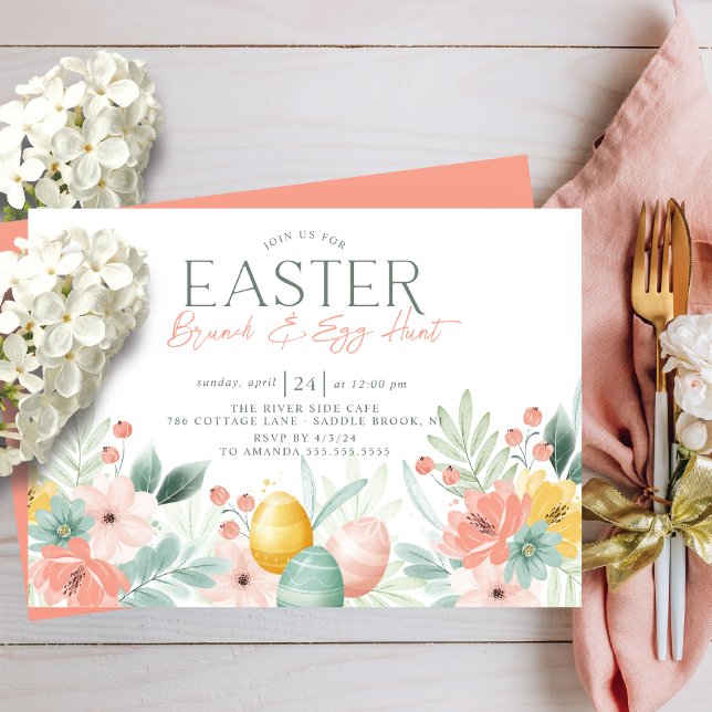 Printemps Pâques Brunch & Invitation chasse aux oe (Créateur téléchargé)