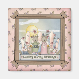 Printemps Salutations Pays Nounours Magnet