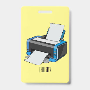 Printer cartoon illustration badge