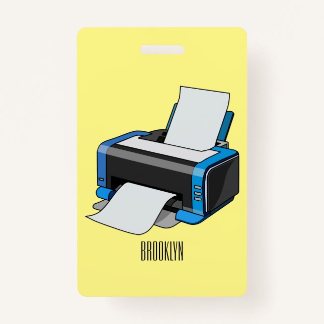 Printer cartoon illustration badge (Front)