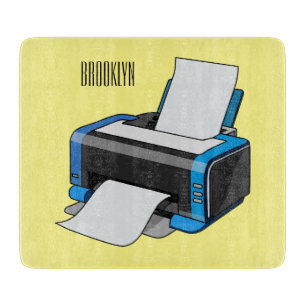 Printer cartoon illustration cutting board