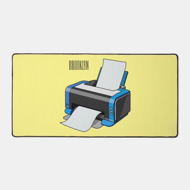 Printer cartoon illustration desk mat (Front)