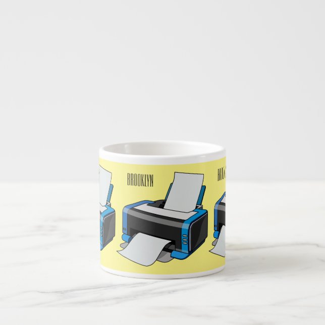 Printer cartoon illustration espresso cup (Front)