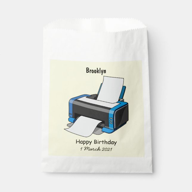 Printer cartoon illustration favour bag (Front)