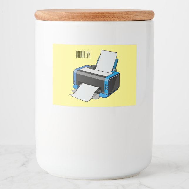Printer cartoon illustration food label (Front)