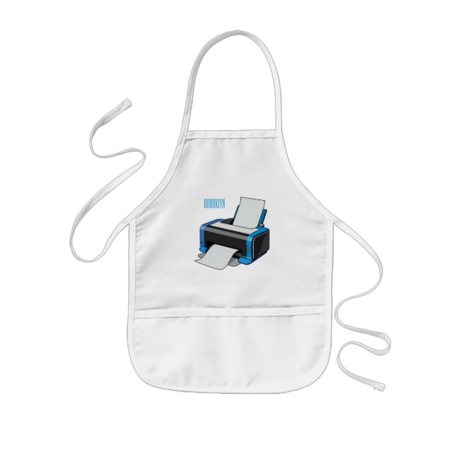 Printer cartoon illustration kids apron (Front)