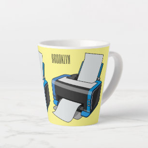 Printer cartoon illustration latte mug