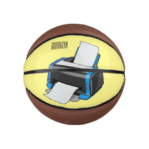Printer cartoon illustration mini basketball