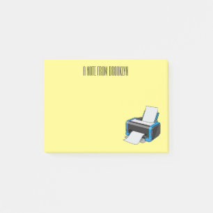 Printer cartoon illustration post-it notes