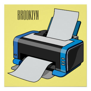 Printer cartoon illustration poster