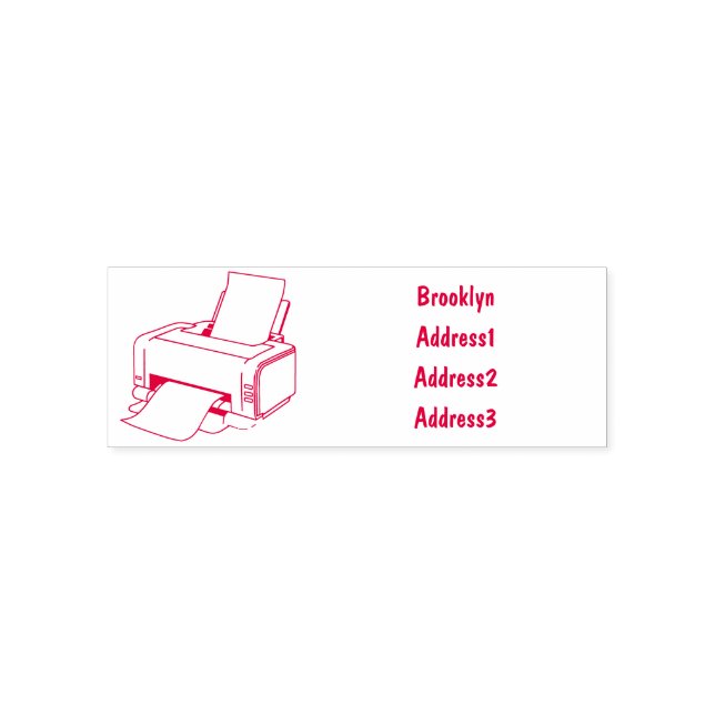 Printer cartoon illustration self-inking stamp (Design)