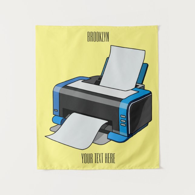Printer cartoon illustration tapestry (Front)