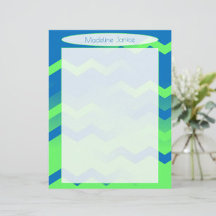 Printer-Sized Blue and Green Chevron Stationery